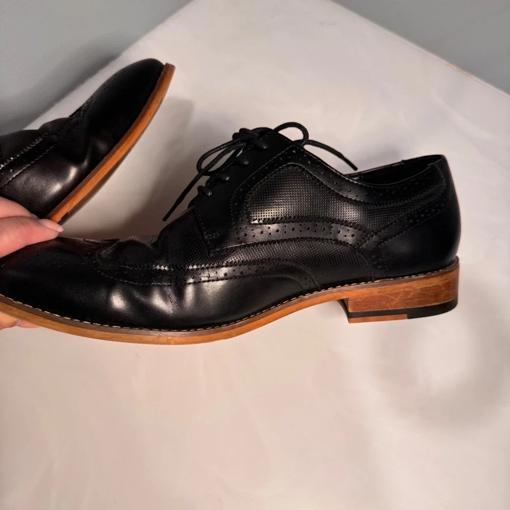 Kenneth Cole Blake Black Wingtip Oxford Dress Shoes‎ Brogue Mens SZ 10 Luxe
